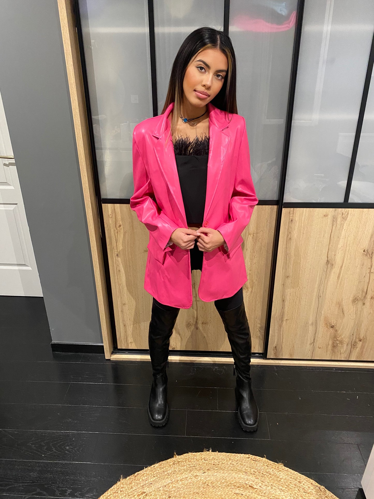 Blazer CUIR fushia
